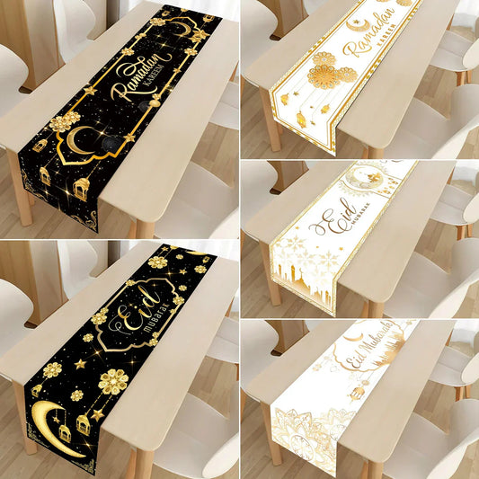 Ramadan Table Runner - Eid Mubarak Gold Festive Home Decoration