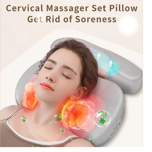 2-in-1 Cervical Neck Massager Pillow – Heat & Shiatsu Muscle Relief