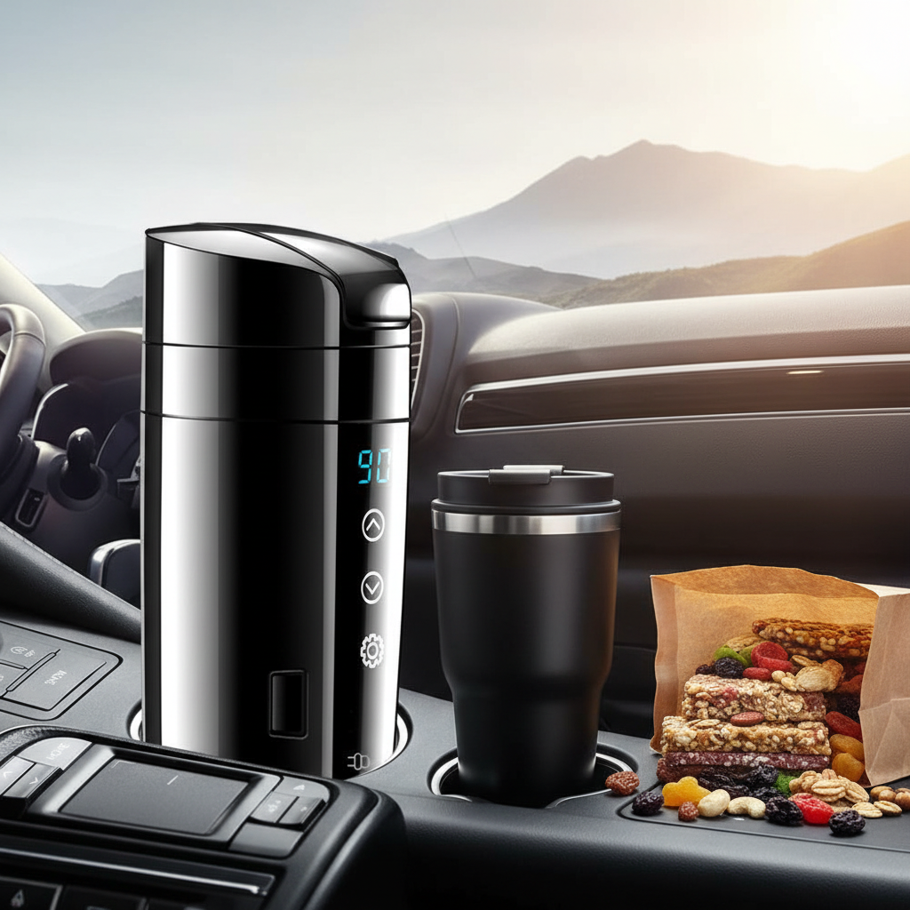 Car Kettle Road Trip Flat Lay