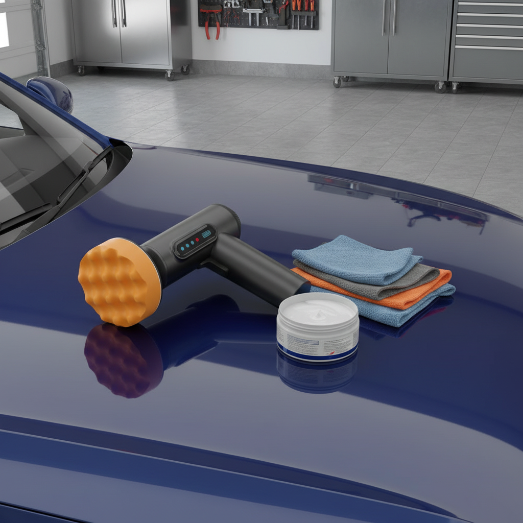 Car Polisher Flat Lay