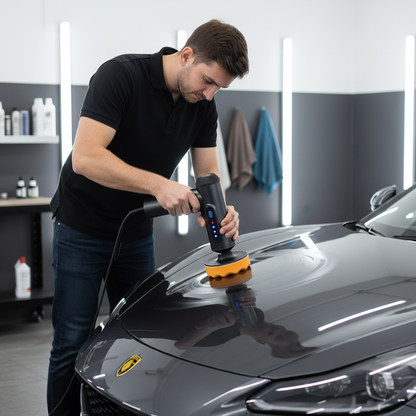 Car Polisher In Use