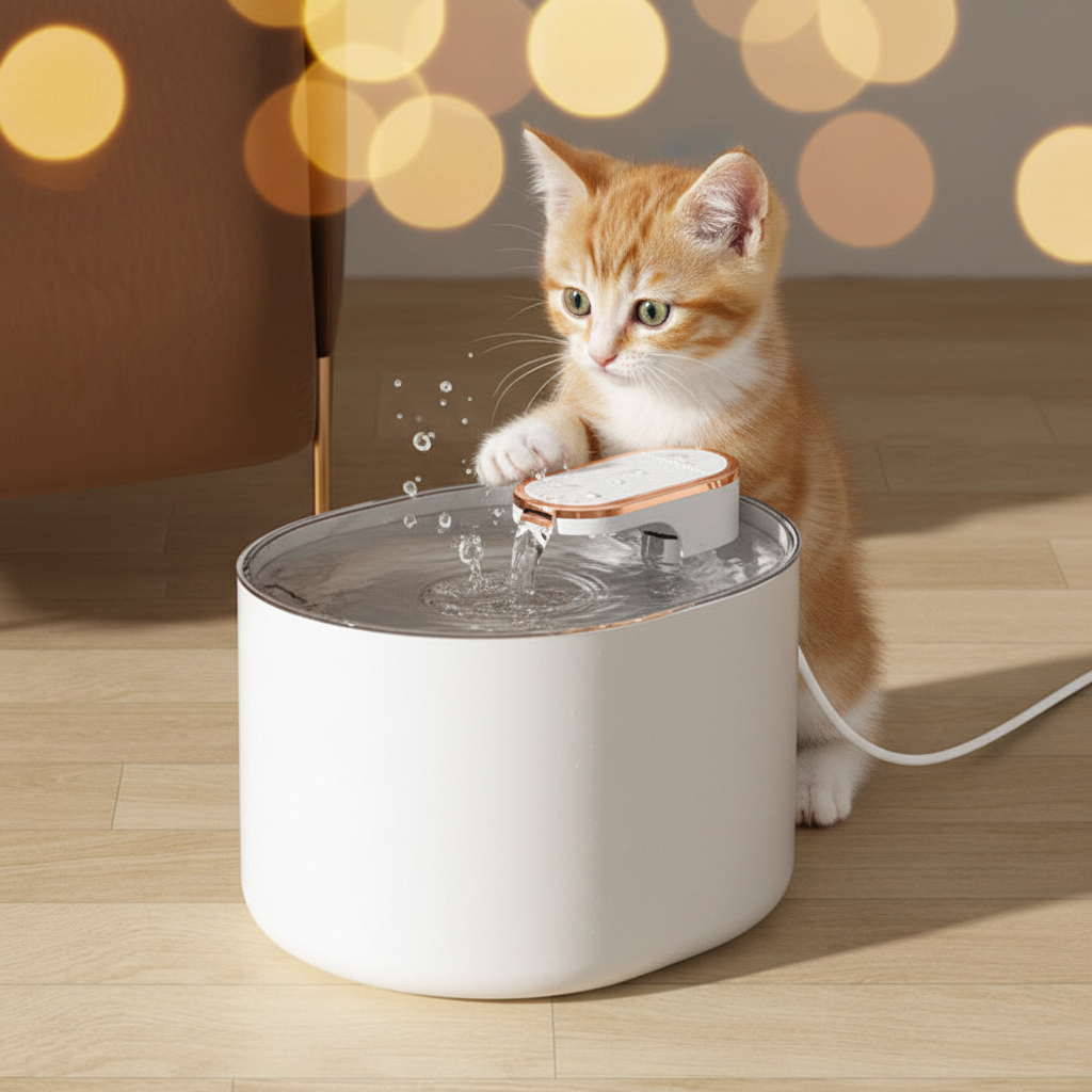 Cute Kitten at Fountain