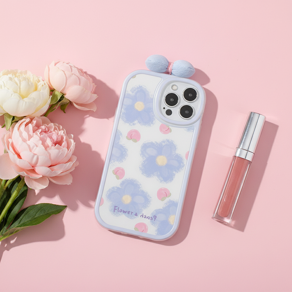 Flower Peach Case Flat Lay