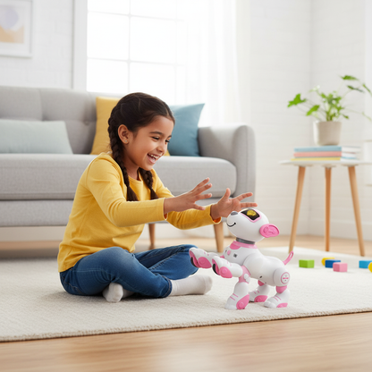 Robot Dog Girl Playing