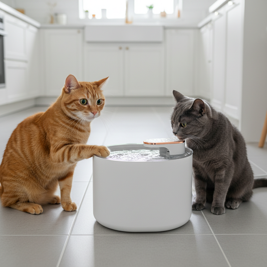 Two Cats at Fountain